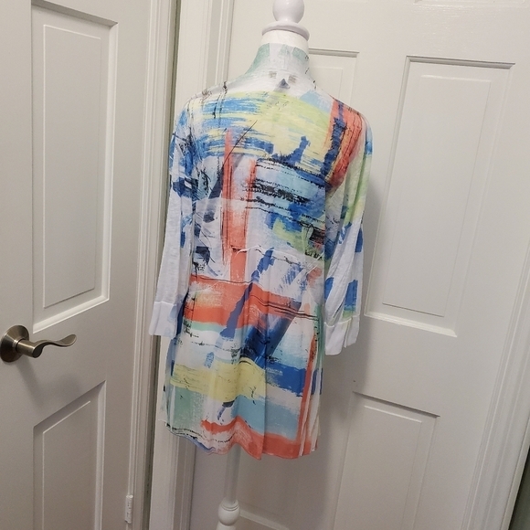 Impulse California Art Deco Lightweight Open Front Cardigan Size Medium - Picture 3 of 8